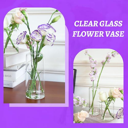Bud Vases in Bulk Set of 12, Glass Small Vases for Flowers, Modern Cylinder Flower Vases for Wedding Centerpiece, Living Room Decorative, Home Decor - size: 12