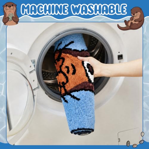 Drydiet U Shaped Toilet Rug Washable Cute Bath Mat 24x20,Sea Otter - style: Sea Otter