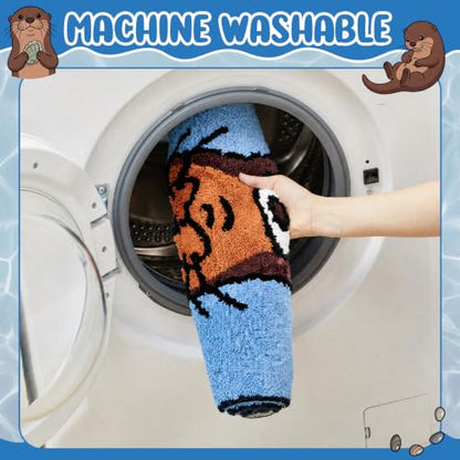 Drydiet U Shaped Toilet Rug Washable Cute Bath Mat 24x20,Sea Otter - style: Sea Otter