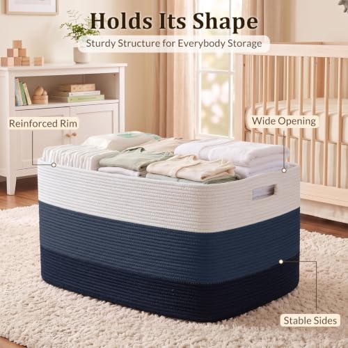 OIAHOMY 108L Extra Large Blanket Basket Dog Toy Basket Gradient Blue - color: Gradient Blue