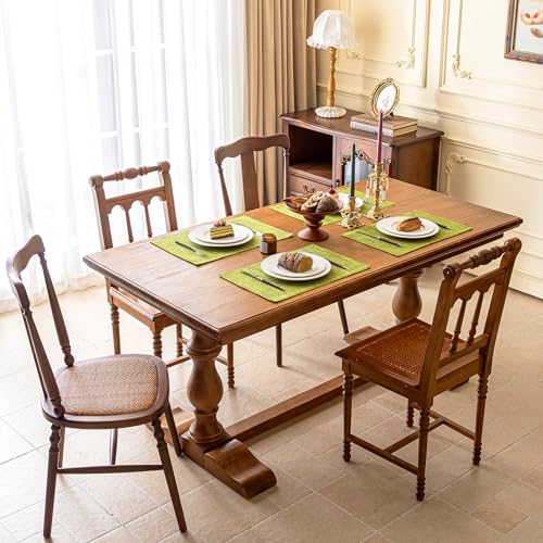 KXN Placemats Set of 4, Durable Dual-Layer Fabric Table Mats, Lime Green - color: Lime Green