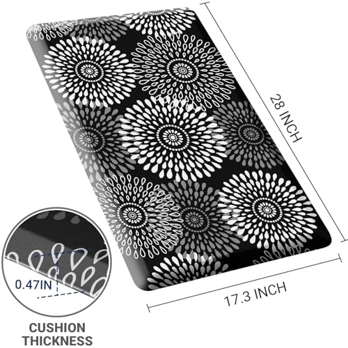 Kitchen Mat Water-Resistant Kitchen Rugs Cushioned Anti-Fatigue Floor Mat - color: Black, size: 28"L x 17.3"W x 0.5"Th