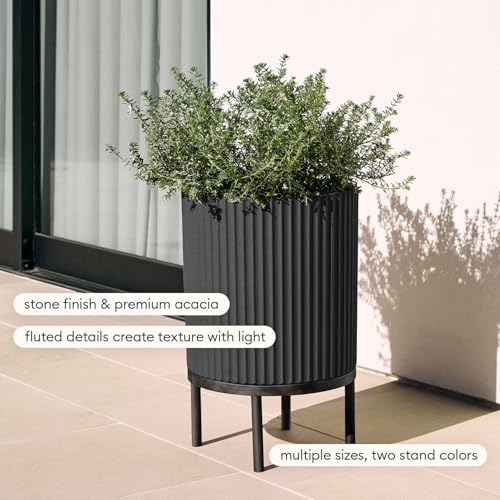 Veradek Demi Series Raised Planter - Round Planter with Stand - color: Black/Black, size: 12 inch - 2 Pack