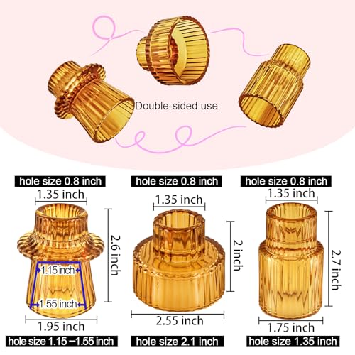 Glass Candlestick Holders, Taper Candle Holders, Set of 6, Amber - color: Amber, size: 6 PCS