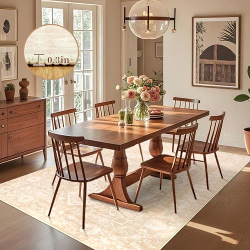 nesrt Boho Washable Rugs 5x7 Vintage Living Room Bedroom Area Rugs, Cream - color: Cream, size: 5' x 7' (Rectangular)