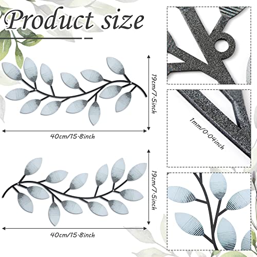 Zhengmy 2 Pcs Metal Leaf Wall Art Vine Branch Decor,Retro White - color: Retro White