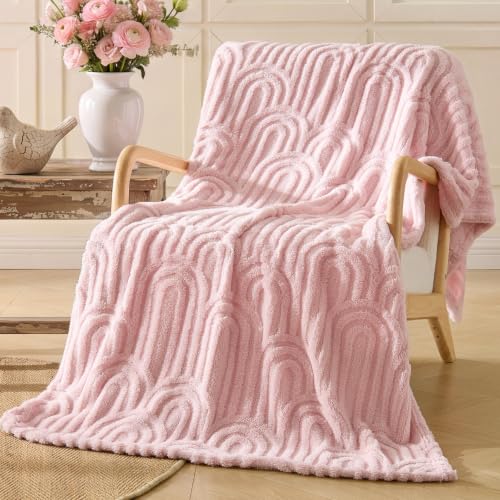BEDELITE Cute Pink Boho Fleece Throw Blanket for Couch, 50x60 Inches - color: Pink Boho, size: Throw(50"x60")