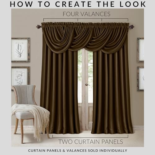 All Seasons Waterfall Window Valance, Chocolate - 52" W x 36" L - color: Chocolate