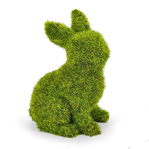 Easter Bunny Decorations,Resin Moss Bunny Figurine,Garden Artificial Moss Rabbit Easter Décor Easter Party Favors Gifts(Medium Sit) - size: Medium Sit