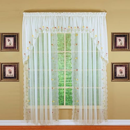 Today's Curtain,Vineyard 3-D Appliqué,Valance 14", Ecru, 60" W x 14" L - color: Ecru, size: 60"W x 14"L (Pack of 1)