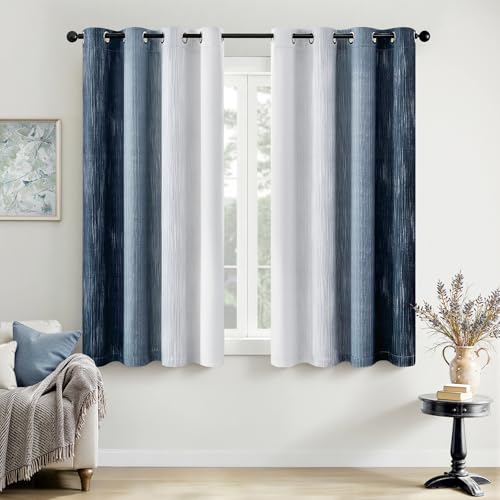MIULEE Navy Blue and Greyish White Ombre Blackout Curtains 52Wx54L Set of 2 - color: Navy Blue and Greyish White, size: 52"W x 54"L (Pack of 2)