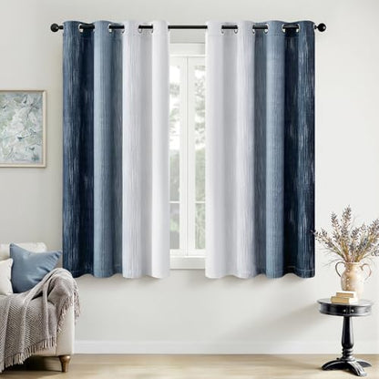 MIULEE Navy Blue and Greyish White Ombre Blackout Curtains 52Wx63L Set of 2 - color: Navy Blue and Greyish White, size: 52"W x 63"L (Pack of 2)
