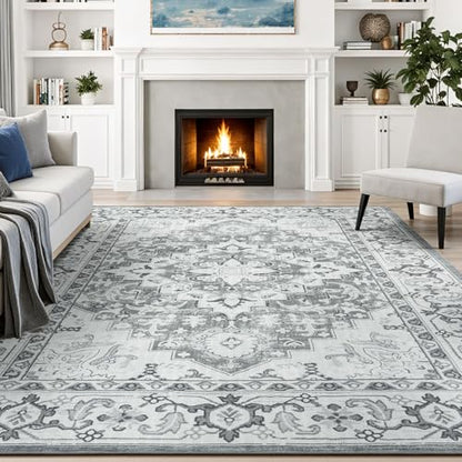 Lessymo Washable Area Rugs 6x9, Boho Soft Carpets for Bedroom Living Room - color: Grey Beige, size: 6' x 9' (Rectangular)