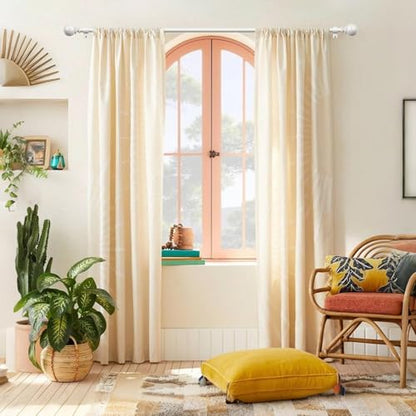 KAMANINA 7/8 Inch White Curtain Rod 32 to 58 Inch with Round Finials - color: Ivory White, size: 32-58"