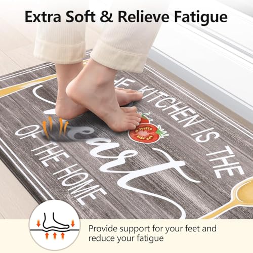 Yamaziot 24"x 94" Anti Fatigue Kitchen Rug, Non-Slip Cushioned Floor Mat - color: Brown, size: 24"x 94"