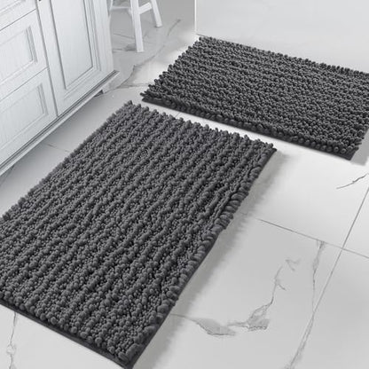 Yimobra Bathroom Rugs Sets 2 Piece, Super Absorbent Bath Mat Set, Dark Grey - color: Dark Grey, size: 32''x20''+24''x17''