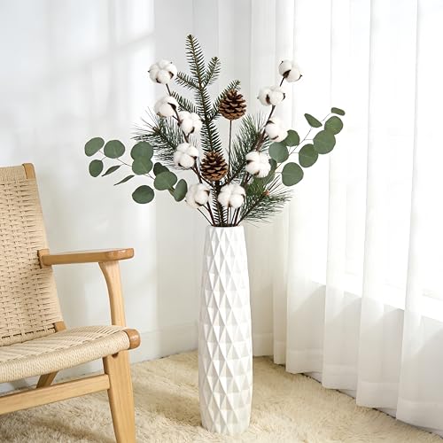 White Tall Ceramic Floor Vase, 24 Inch, Textured Design - color: Shape 2, size: 24 Inch