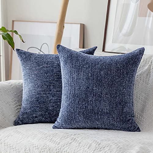 Home Brilliant Navy Throw Pillows Covers for Living Room Set of 2 Large Cushion Covers for Sofa Bed Couch, 26x26 inch (66cm), Dark Blue - color: Dark Blue, size: 26" x 26" (Pack of 2)