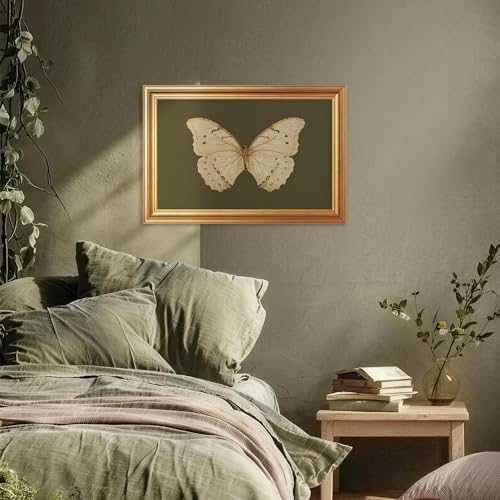 EJPFOGV Butterfly Framed Canvas Wall Art Dark Green Background 16x24 inches - color: Butterfly, size: 24"L x 16"W