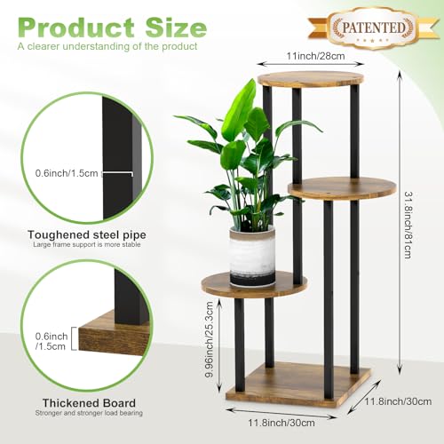 4 Tier Plant Stand Indoor Corner Tall Shelf for Multiple Plants - color: Black+Brown, size: 4 Tier