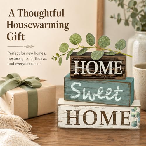 Farmhouse Tiered Tray Decor, 4pcs Home Sweet Home Table Decor - style: Homely