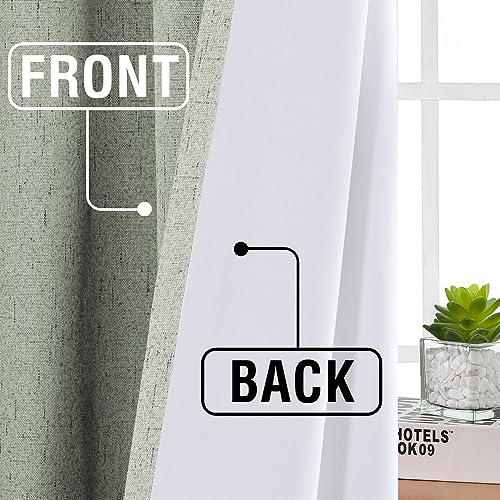 H.VERSAILTEX Faux Linen 100% Blackout Curtains for Bedroom 63 inches Long Thermal Insulated Textured Linen Look Curtain Back Tab/Rod Pocket/Hook Belt Draperies 2 Panels, 52 x 63 Inch，Sage - color: Sage, size: 52"W x 63"L (Pack of 2)