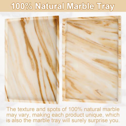 100% Marble Vanity Tray for Bathroom Counter, Kitchen, Coffee 11.8" - color: Calacatta Glod