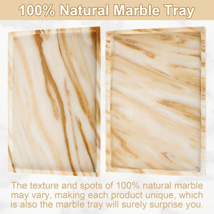 100% Marble Vanity Tray for Bathroom Counter, Kitchen, Coffee 11.8" - color: Calacatta Glod