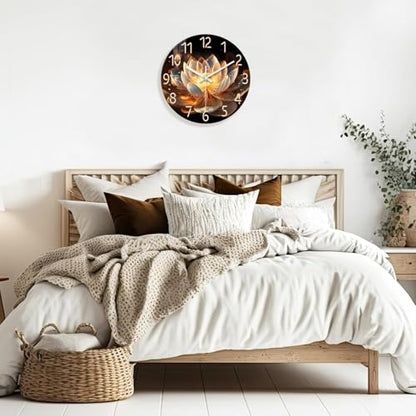 XFM Lotus Flower Wall Clock Battery Operated 14 inch Silent - color: Lotus Flower, size: 14 Inch