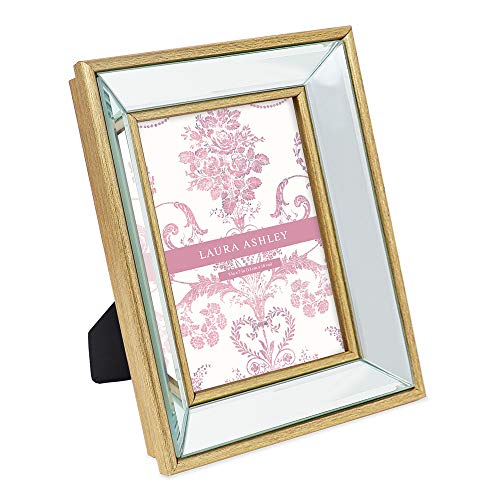 Laura Ashley 5x7 Gold Beveled Mirror Picture Frame Tabletop & Wall Mount - color: Gold, size: 5x7