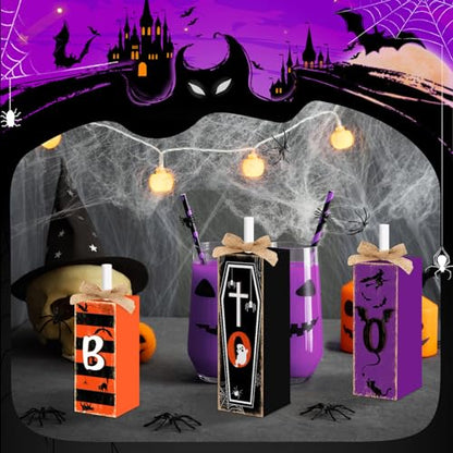 Britimes Witch Tiered Tray Signs, Rustic Firework, 3 Pack, Wooden - style: Halloween Boo