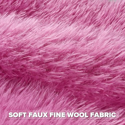 FUTEI Pack of 2 Faux Wool Throw Pillow Covers 18x18 Inch, Hot Pink - color: Hot Pink