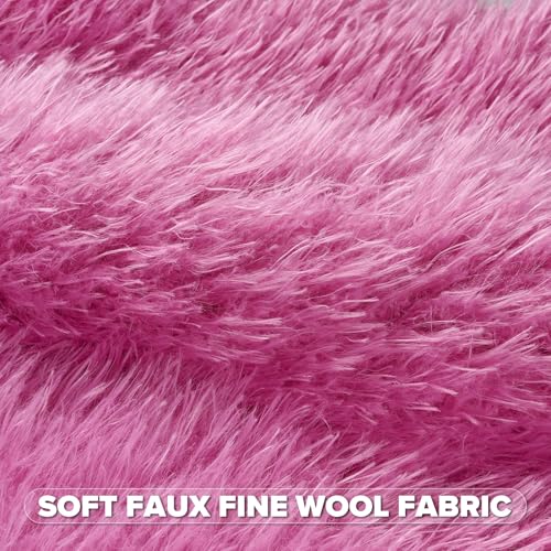 FUTEI Pack of 2 Faux Wool Throw Pillow Covers 18x18 Inch, Hot Pink - color: Hot Pink