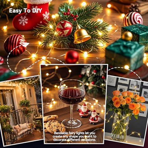 LitHome 6 Pack Warm White Fairy Lights Battery Operated, Each 20 FT 60 LED - color: Warm White, size: 6 Pack