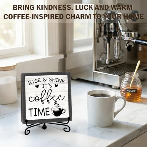 Funny Coffee Bar Decor, 5"x5" Coffee Bar Sign - color: Cool Washed White