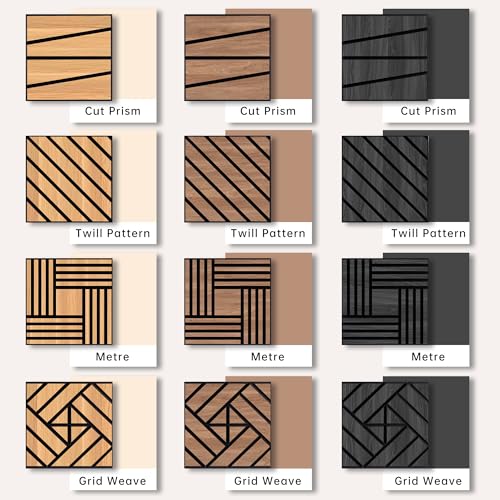 WoveN SounD Acoustic Wall Panels, Natural Oak, 16 Pack, 12x12 in - color: Metre, Natural Oak, 16 Pack