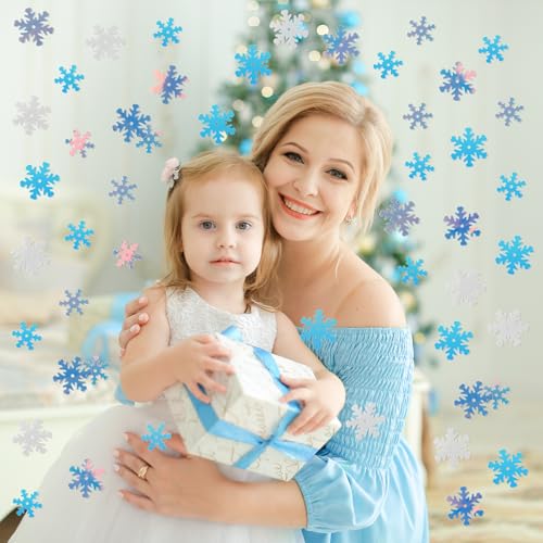 MARFOREVER Christmas Snowflakes Confetti Decorations, Iridescent Clear White Snowflake Table Confetti Mixed Winter Glitter Sequins for Xmas Winter Wonderland Party Home Decoration - style: Winter