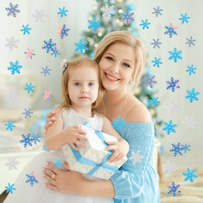 MARFOREVER Christmas Snowflakes Confetti Decorations, Iridescent Clear White Snowflake Table Confetti Mixed Winter Glitter Sequins for Xmas Winter Wonderland Party Home Decoration - style: Winter