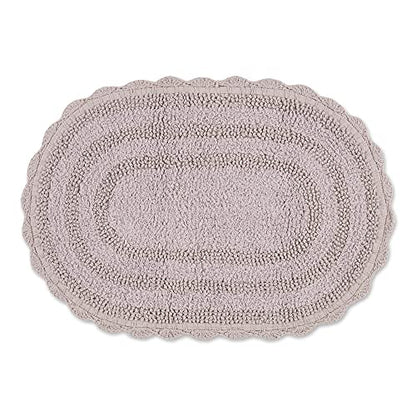 DII Crochet Collection Reversible Bath Mat, Small Oval, 17x24, Dusty Lilac - color: Dusty Lilac, size: 1'5" x 2' (Oval)