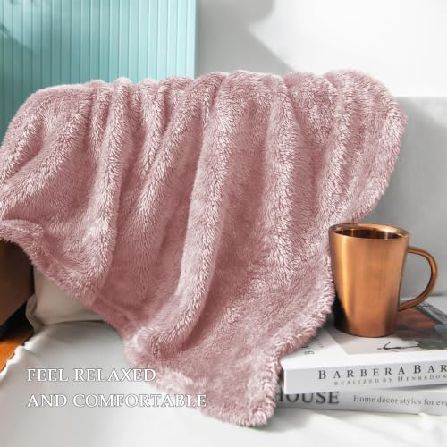 Exclusivo Mezcla Fuzzy Plush Fleece Bed Blanket King Size, Dusty Pink - color: Dusty Pink, size: 104x90 IN