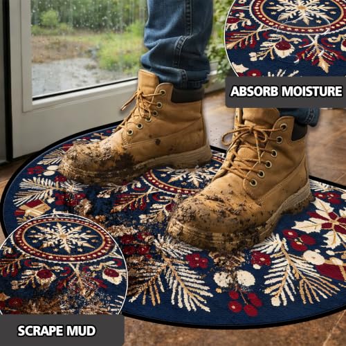 Christmas Half Round Door Mat 24"x36", Non-Slip Indoor Entryway Rug - color: Multicolor-12