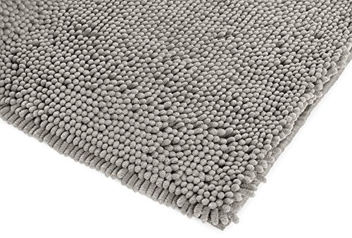 Amazon Basics Platinum Bathroom Rug Mat, Ultra Absorbent Plush Shag, Non-Slip, Quick Drying, Machine Washable, 21" x 34" - color: Platinum, size: 1'9" x 2'10" (Rectangular)