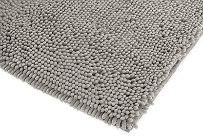 Amazon Basics Platinum Bathroom Rug Mat, Ultra Absorbent Plush Shag, Non-Slip, Quick Drying, Machine Washable, 21" x 34" (Pack of 12) - color: Platinum, size: 1'9" x 2'10" (Rectangular) (Pack of 12)
