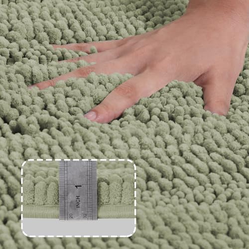 Turquoize Small Bathroom Rug 17x24, Soft Chenille Bath Rug, Eucalyptus - color: Eucalyptus, size: 17" x 24"