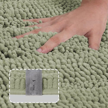 Turquoize Small Bathroom Rug 17x24, Soft Chenille Bath Rug, Eucalyptus - color: Eucalyptus, size: 17" x 24"