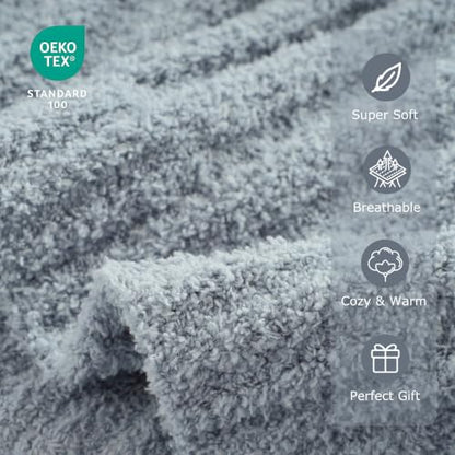 BATTILO Dusty Blue Throw Blanket, Soft Chenille Throw Blankets, 50"x60" - color: Bluish Grey, size: 50"x60"
