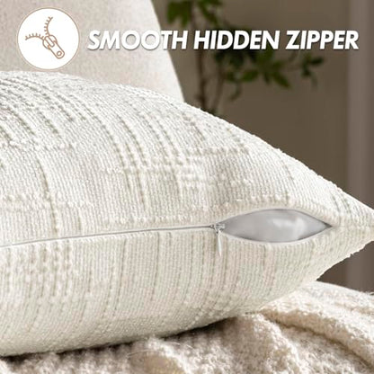 MIULEE Chenille Textured Throw Pillow Covers Cream White 20x20 Set of 2 - color: Cream White, size: 20" x 20" (Pack of 2)