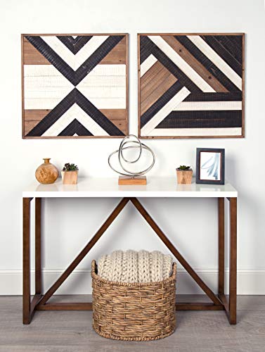 Kate and Laurel Ballez Shiplap Wood Plank Art, Black, White and Rustic Brown