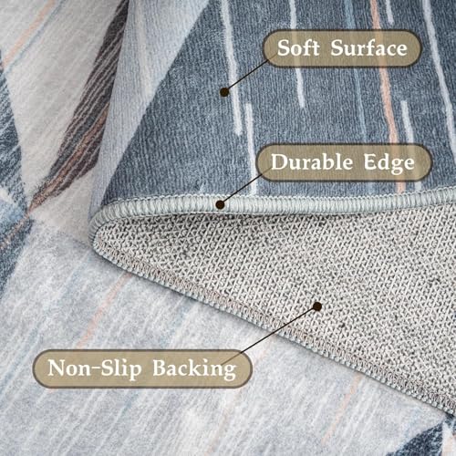 HOMFINE Washable Modern Area Rug - Geometric Style 6x9 Rugs for Living Room, Bedroom, Machine Washable Rug Soft Non Slip Non Shedding Area Rug - Blue, 6'x9' - color: Blue, size: 6' x 9' (Rectangular)