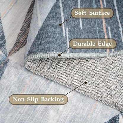 HOMFINE Washable Area Rug - Geometry Style Modern Rugs for Living Room, Bedroom, Machine Washable Rug Soft Non Slip Non Shedding Area Rug - Blue, 10'x14' - color: Blue, size: 10' x 14' (Rectangular)